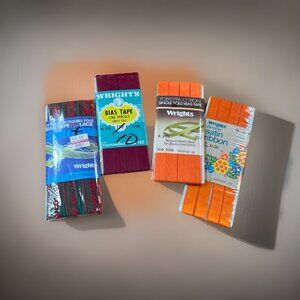 Vintage Mix Lot of 4 Sealed Wright's Bias Tape & Satin ribbon 1970’s / 80’s